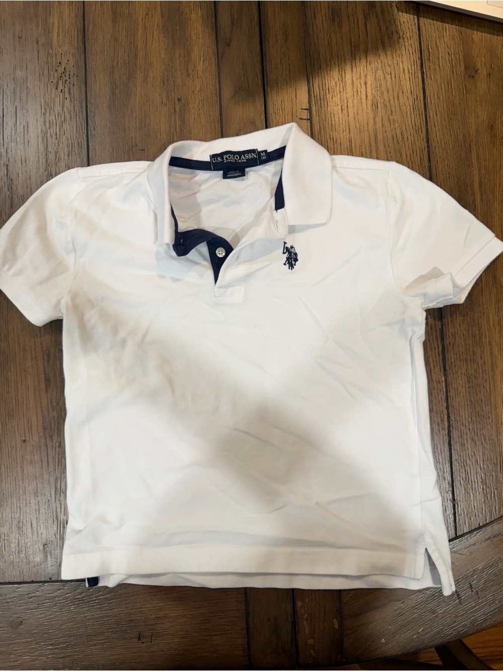 U.S. Polo Assn. White Polo with Navy Trim and Logo